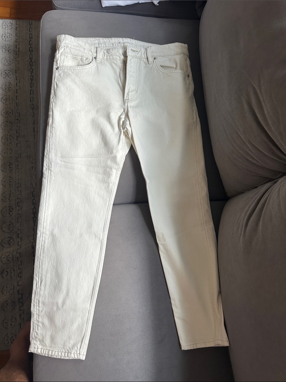 Men's Cream Slim Straight Jeans